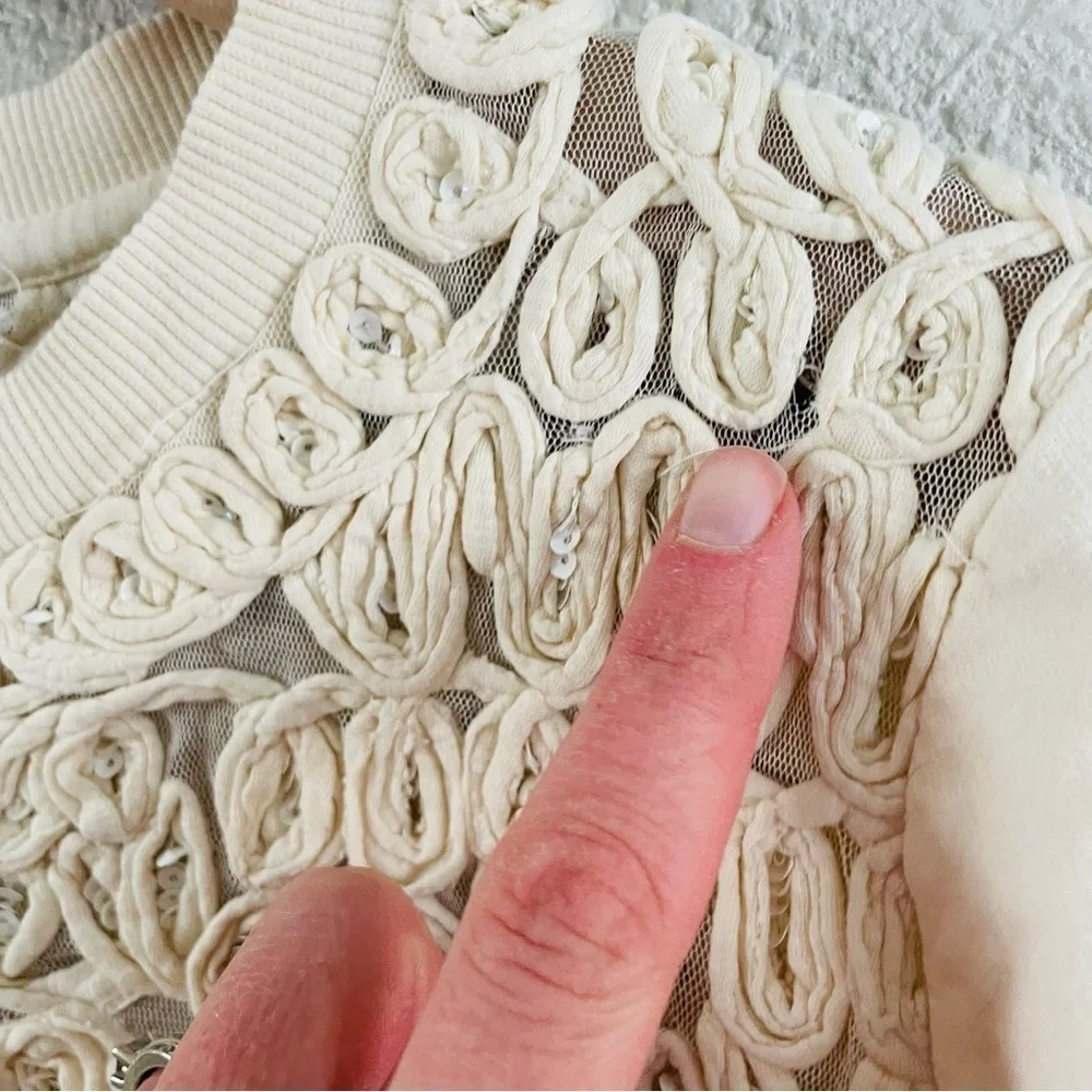 Anthropoliogie Cream Texture Pullover Top
